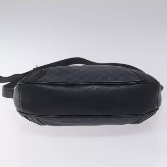 CELINE Macadam Canvas Shoulder Bag Leather Navy Gold Auth 114752 - Picture 6 of 16